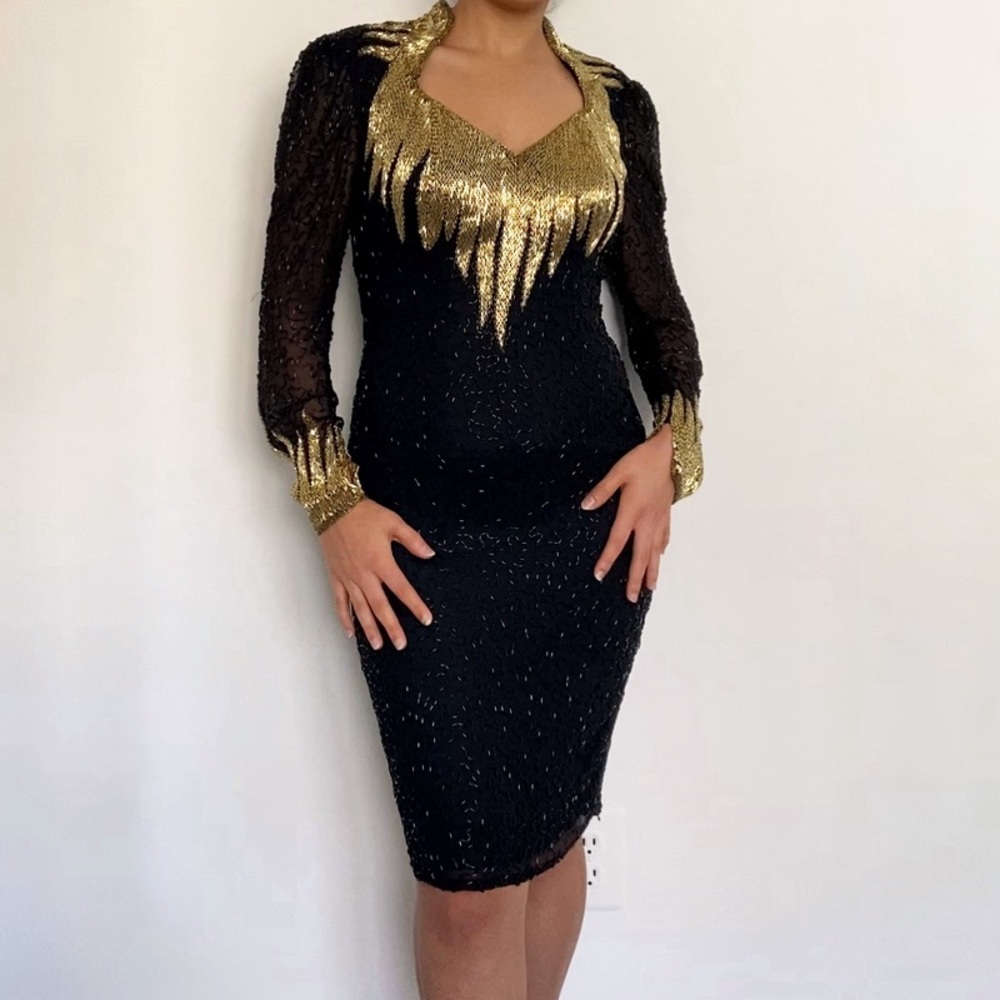 Black Tie by He-Ro industries vintage beaded dress